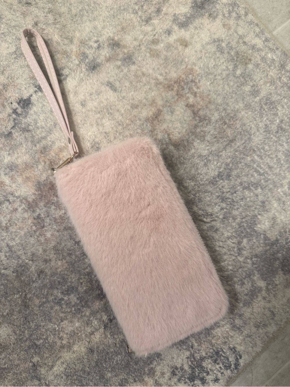Claire's Blush Pink Faux Fur Wristlet Phone Case